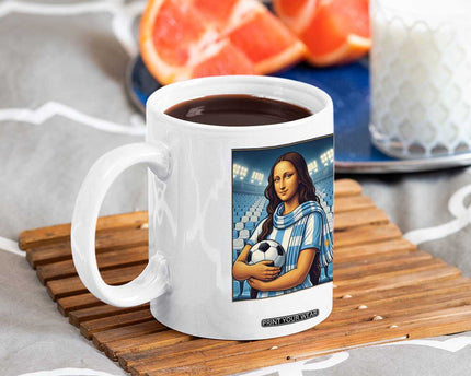 Funny Argentina Soccer Mona Lisa Coffee Mug Football Fan Pride Graphic