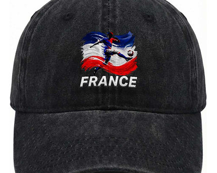 France Soccer Football Fan French Flag Washed Cotton Baseball Cap