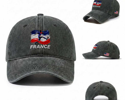 France Soccer Football Fan French Flag Washed Cotton Baseball Cap