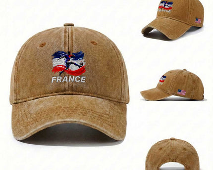 France Soccer Football Fan French Flag Washed Cotton Baseball Cap