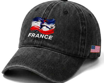 France Soccer Football Fan French Flag Washed Cotton Baseball Cap