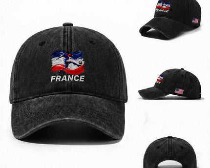 France Soccer Football Fan French Flag Washed Cotton Baseball Cap