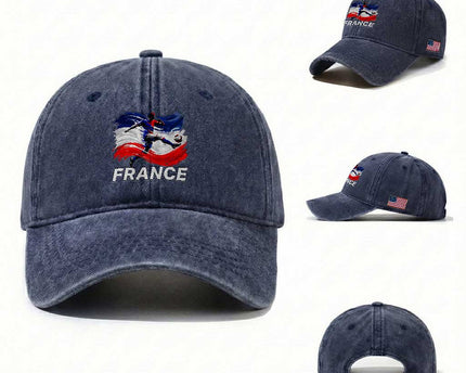 France Soccer Football Fan French Flag Washed Cotton Baseball Cap