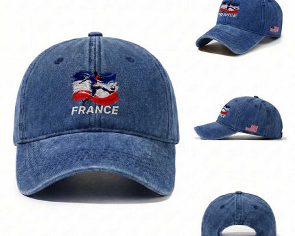 France Soccer Football Fan French Flag Washed Cotton Baseball Cap
