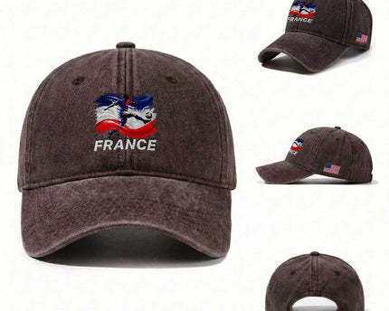 France Soccer Football Fan French Flag Washed Cotton Baseball Cap