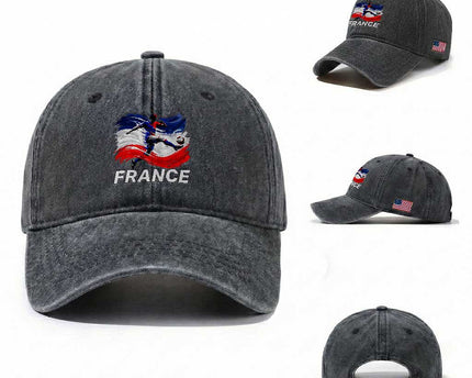 France Soccer Football Fan French Flag Washed Cotton Baseball Cap