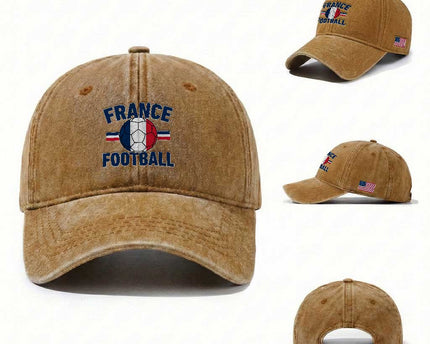 French Flag France Soccer Football Fan Washed Cotton Baseball Cap