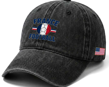French Flag France Soccer Football Fan Washed Cotton Baseball Cap