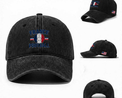 French Flag France Soccer Football Fan Washed Cotton Baseball Cap