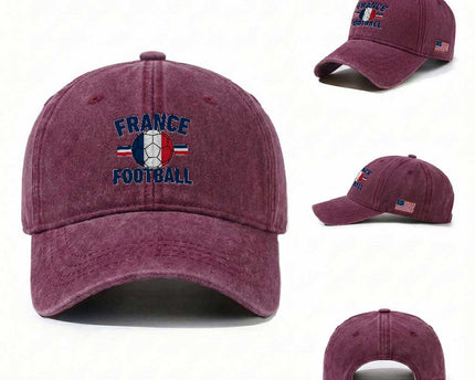 French Flag France Soccer Football Fan Washed Cotton Baseball Cap