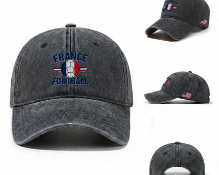 French Flag France Soccer Football Fan Washed Cotton Baseball Cap