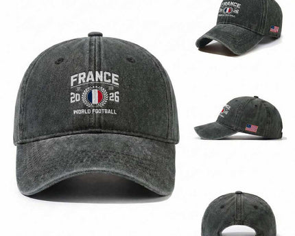 France Soccer Fan French Flag Patriotic Sports Washed Cotton Baseball Cap