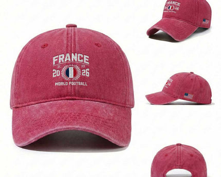 France Soccer Fan French Flag Patriotic Sports Washed Cotton Baseball Cap