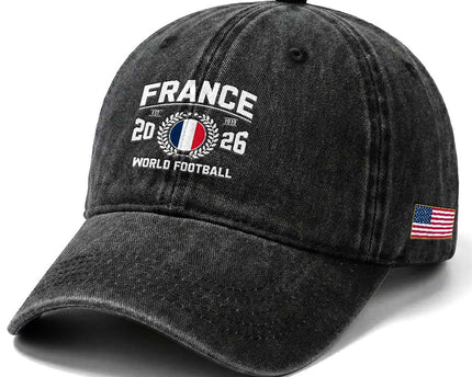 France Soccer Fan French Flag Patriotic Sports Washed Cotton Baseball Cap