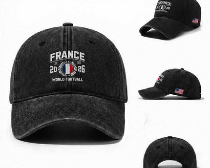 France Soccer Fan French Flag Patriotic Sports Washed Cotton Baseball Cap