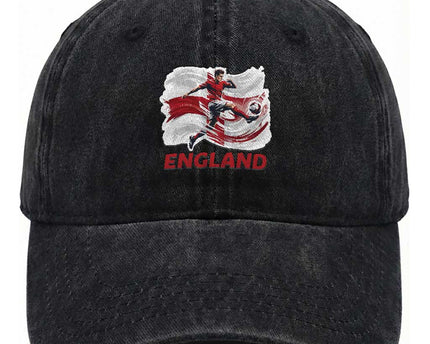 England Soccer Fan English Flag Washed Cotton Baseball Cap