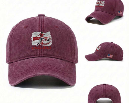 England Soccer Fan English Flag Washed Cotton Baseball Cap