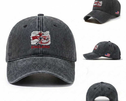 England Soccer Fan English Flag Washed Cotton Baseball Cap
