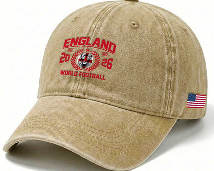 England Football Flag Washed Cotton Baseball Cap