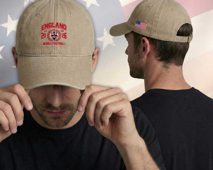 England Football Flag Washed Cotton Baseball Cap