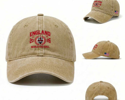 England Football Flag Washed Cotton Baseball Cap