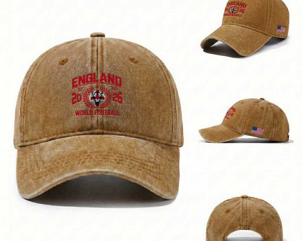 England Football Flag Washed Cotton Baseball Cap