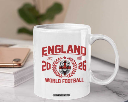 England Football Flag Coffee Mug Lion St George Cross Soccer Fan Patriotic