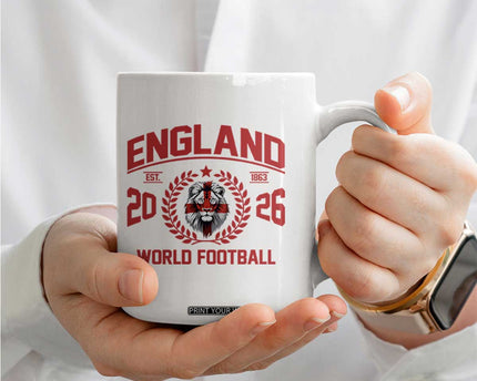 England Football Flag Coffee Mug Lion St George Cross Soccer Fan Patriotic