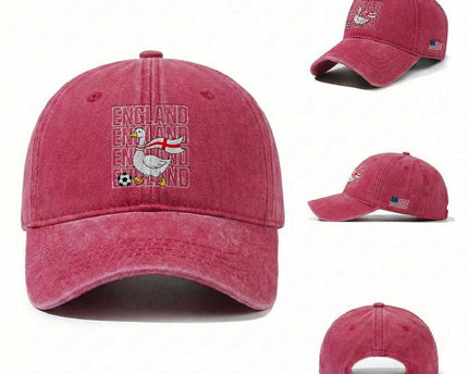 England Soccer Football Washed Cotton Baseball Cap