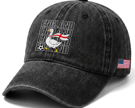 England Soccer Football Washed Cotton Baseball Cap