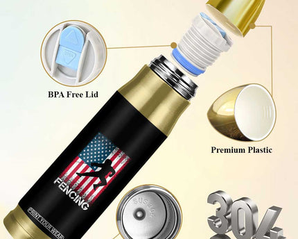 American Flag Fencing USA Patriotic Bullet Tumbler