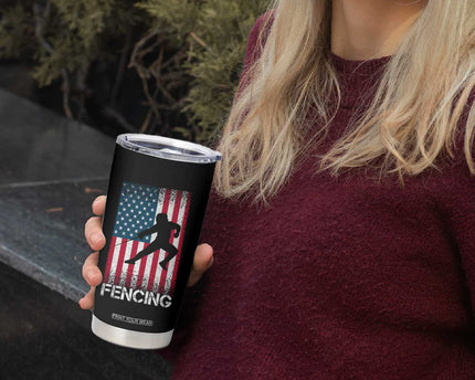 American Flag Fencing USA Patriotic Tumbler Cup