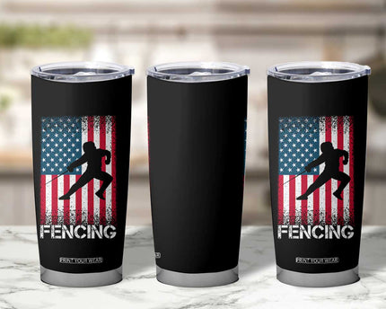 American Flag Fencing USA Patriotic Tumbler Cup