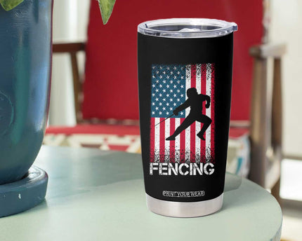 American Flag Fencing USA Patriotic Tumbler Cup
