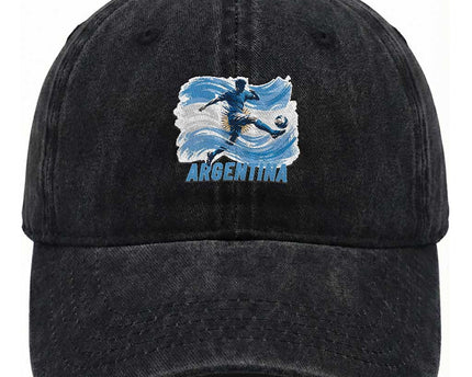 Argentina Soccer Fan Argentinian Flag Patriotic Sports Washed Cotton Baseball Cap
