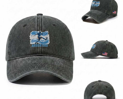 Argentina Soccer Fan Argentinian Flag Patriotic Sports Washed Cotton Baseball Cap