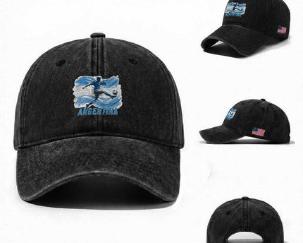 Argentina Soccer Fan Argentinian Flag Patriotic Sports Washed Cotton Baseball Cap