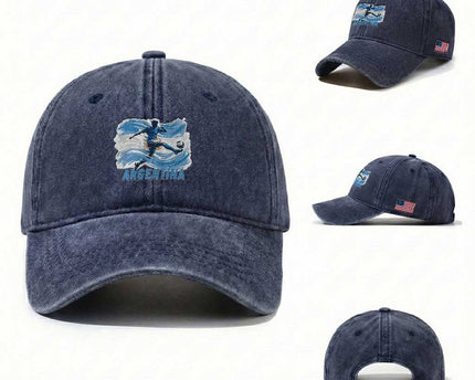 Argentina Soccer Fan Argentinian Flag Patriotic Sports Washed Cotton Baseball Cap
