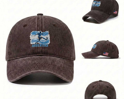 Argentina Soccer Fan Argentinian Flag Patriotic Sports Washed Cotton Baseball Cap