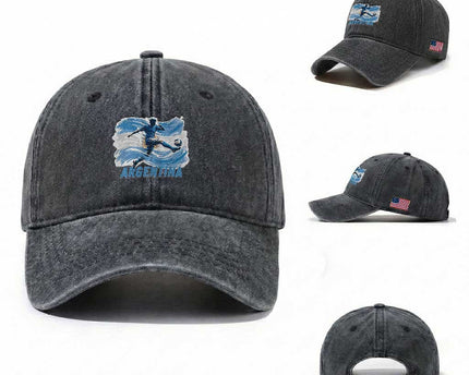 Argentina Soccer Fan Argentinian Flag Patriotic Sports Washed Cotton Baseball Cap