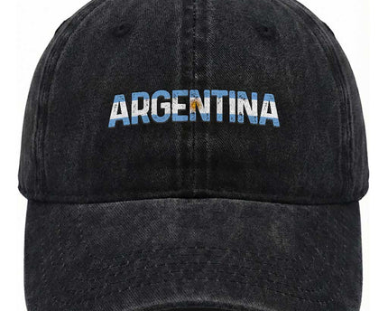 Vintage Argentina Flag Retro Argentinian Washed Cotton Baseball Cap