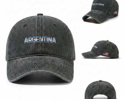Vintage Argentina Flag Retro Argentinian Washed Cotton Baseball Cap