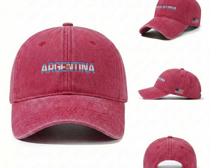 Vintage Argentina Flag Retro Argentinian Washed Cotton Baseball Cap