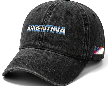 Vintage Argentina Flag Retro Argentinian Washed Cotton Baseball Cap