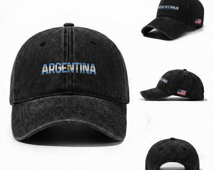 Vintage Argentina Flag Retro Argentinian Washed Cotton Baseball Cap