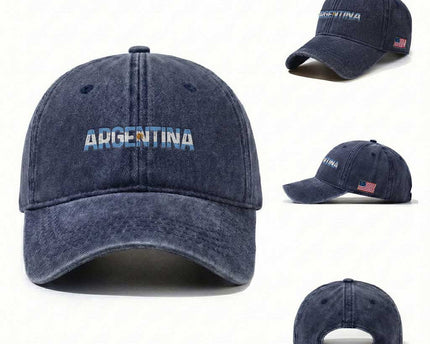 Vintage Argentina Flag Retro Argentinian Washed Cotton Baseball Cap