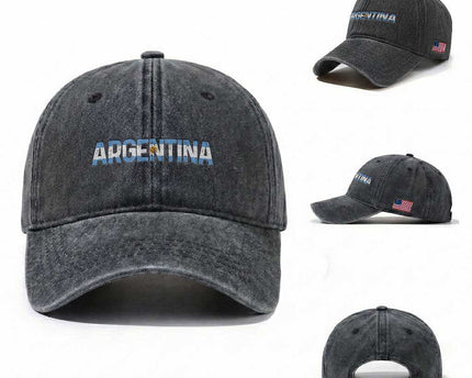 Vintage Argentina Flag Retro Argentinian Washed Cotton Baseball Cap