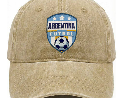 Argentina Soccer Football Washed Cotton Baseball Cap Argentinian Football Game Day Supporter