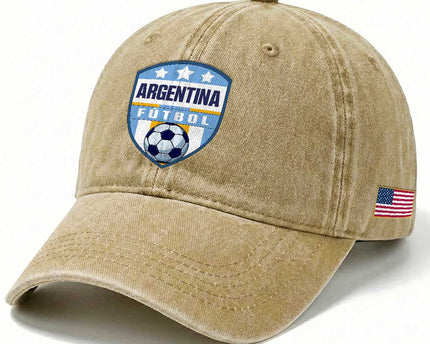 Argentina Soccer Football Washed Cotton Baseball Cap Argentinian Football Game Day Supporter
