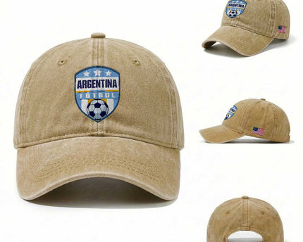 Argentina Soccer Football Washed Cotton Baseball Cap Argentinian Football Game Day Supporter
